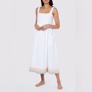 Juliet Dunn Rainbow Ric Rac Dress sz 4 (xl) white